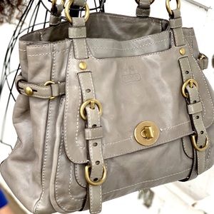 Coach 12705 Legacy Garcia Gray Leat Buckle Satchel